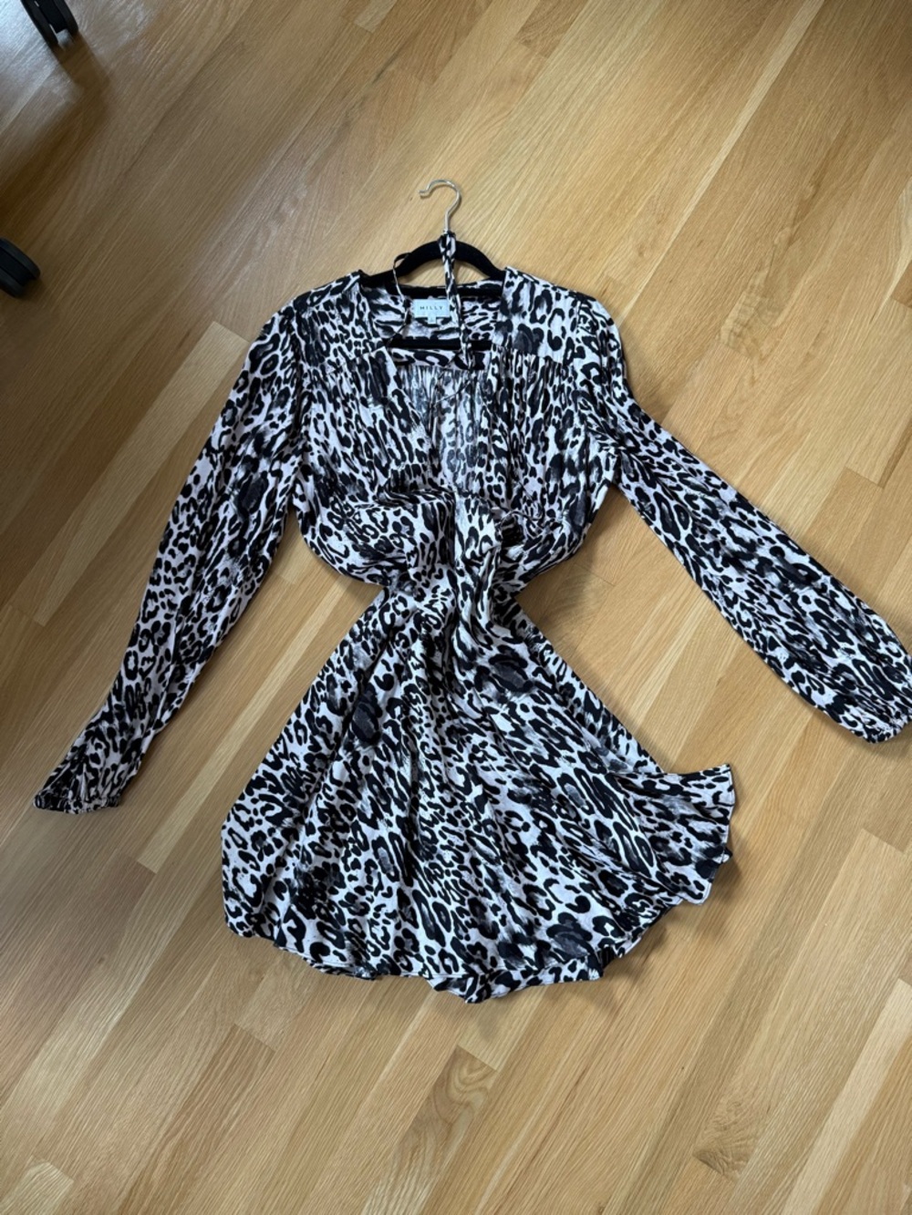 Milly Black and White Animal-Print Mini Dress